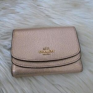 Coach Medium Double Flap Wallet In Pebble Leather 55760